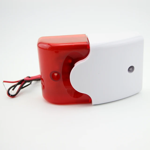 Free Shipping!9-12V Mini Indoor Wired Siren with Red light Siren Flash Sound Home Security Alarm Strobe System 110dB Hot Sale
