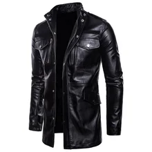 ^#Cheap BZBFSKYNew Autumn Motorcycle Leather Jacket Men Long Windbreaker Coat High Quality PU Leather Jacket Male Multi-Pocket Leather ^#Cheap BZBFSKYNew Autumn Motorcycle Leather Jacket Men Long Windbreaker Coat High Quality PU Leather Jacket Male Multi-Pocket Leather