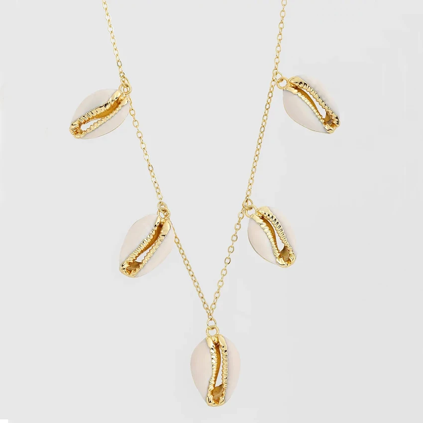 Ожерелье из сплава, в стиле бохо, каури, ожерелье, чокер для женщин, femme collares de moda, ожерелье-колье, подвеска, ожерелье - Окраска металла: Золотой цвет