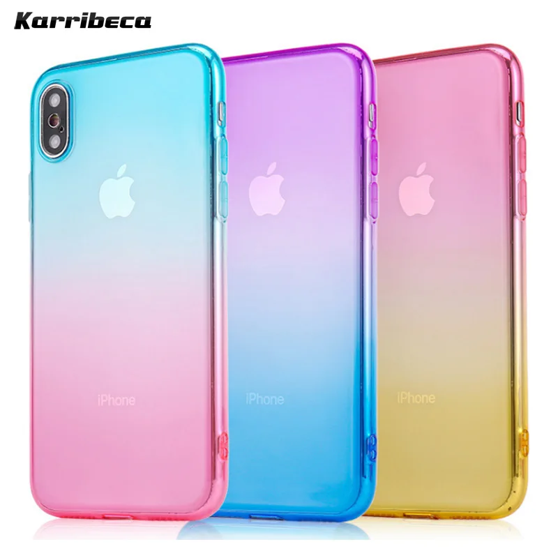 Мягкий градиента силиконовый чехол на айфон 6 6s 7 8 plus селиконовые чехлы iphone 5 5s se 6+ 7+ 8+ плюс case двойной цвет чехол для iphone x xr чехла бампер кейс афон айфона айон iphone xs max case силиконовые cover