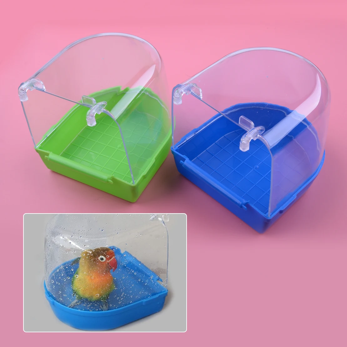 1pc Pvc Parrot Bird Bathtub Water Bath Tub Bathtube Birdbath Cage