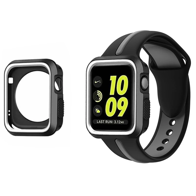 

OSRUI For Apple watch band case 42mm 38mm Silicone sport iwatch strap series 3 2 1 wrist bands bracelet belt Protective cover