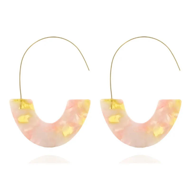 

Fashion Leopard Print Multi-Color Acrylic Acetic Acid Drop Earrings for Women Girl Personality Simple Geometric Pendant Earrings