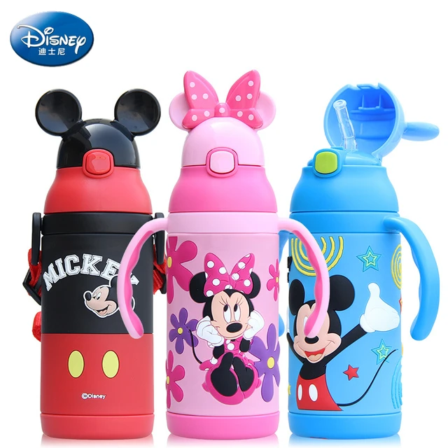 Minnie Mouse Water Bottle Built Straw  Water Bottle Mickey Minnie - Disney  Kids - Aliexpress