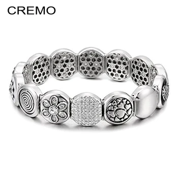 

Cremo Love Flower Elastic Bracelet For Women Changeable Zircon Paved Modular Links Jewelry Inventive Connectors Charm Bracelet