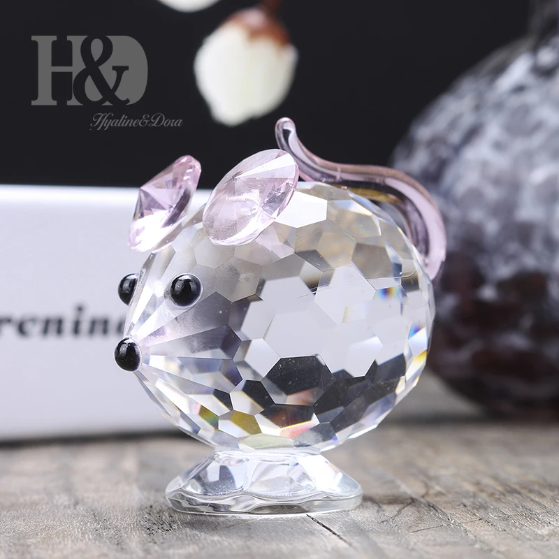 H& D Хрустальный коллекционный подарок розовая фигурка мыши миниатюрная стеклянная безделушка Коллекционная для домашнего свадебного декора