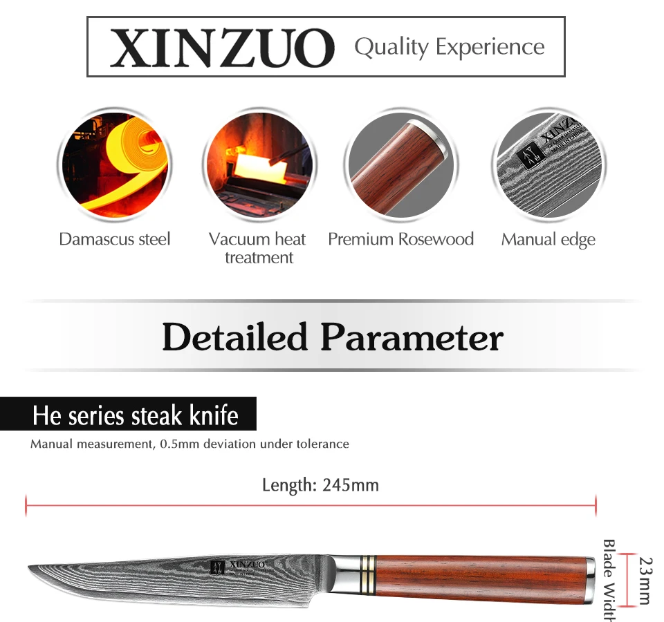 XINZUO 5 дюймов профессиональный нож для стейка Высокоуглеродистый японский VG10 Дамасская сталь кухонные ножи лезвие острый нож кухонные инструменты подарок