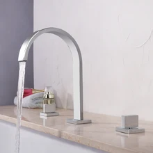 Basin Faucets Brass Polished Deck Mounted Double Handle Hot And Cold Water double handles 3pcs waterfall chrome polished basin faucets deck mounted