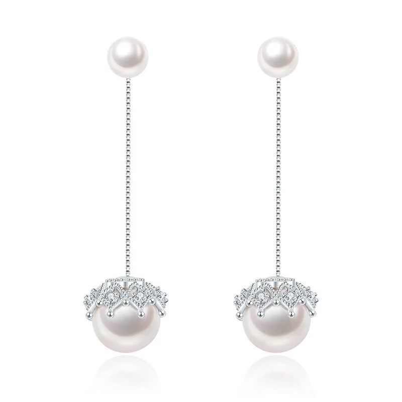 long pearls statement earrings sterling silver  (2)