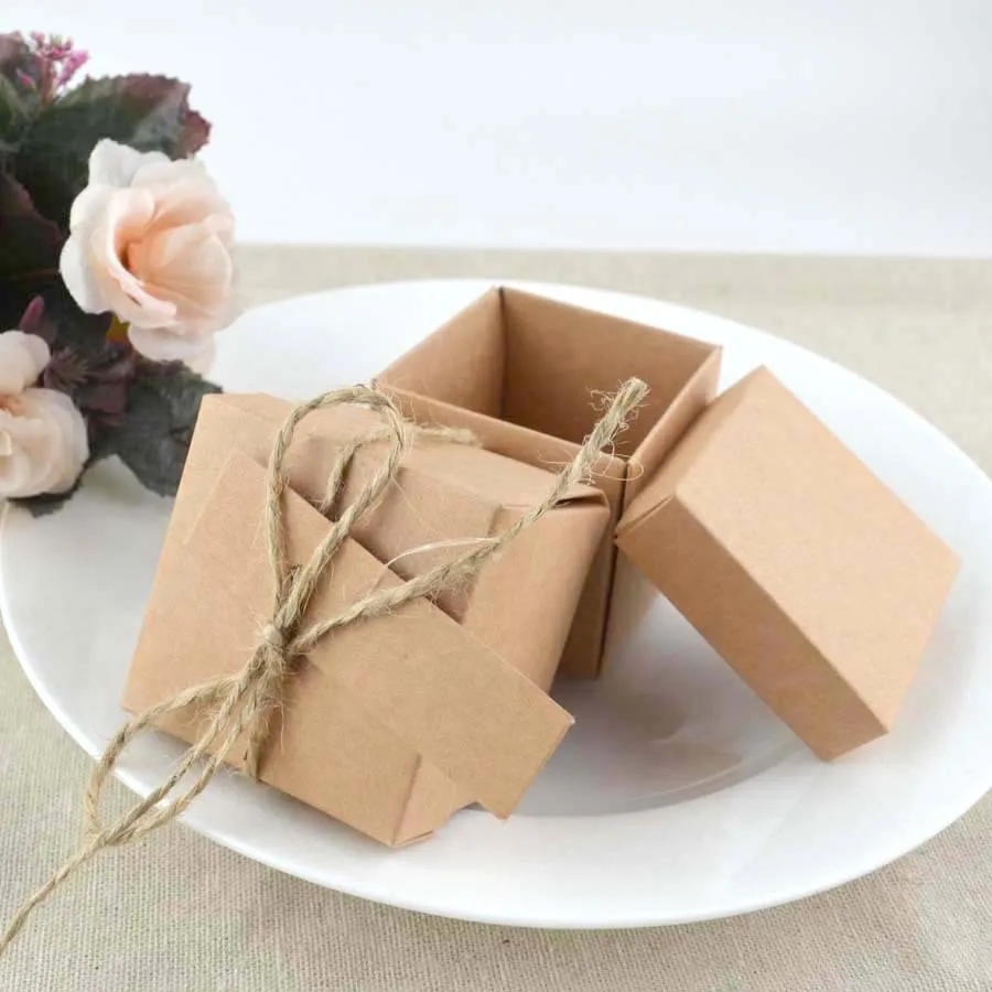 Wedding Gift Boxes 50pcs New Style Brown Kraft Shape Wedding Favor Gift Box ,Party Candy Box