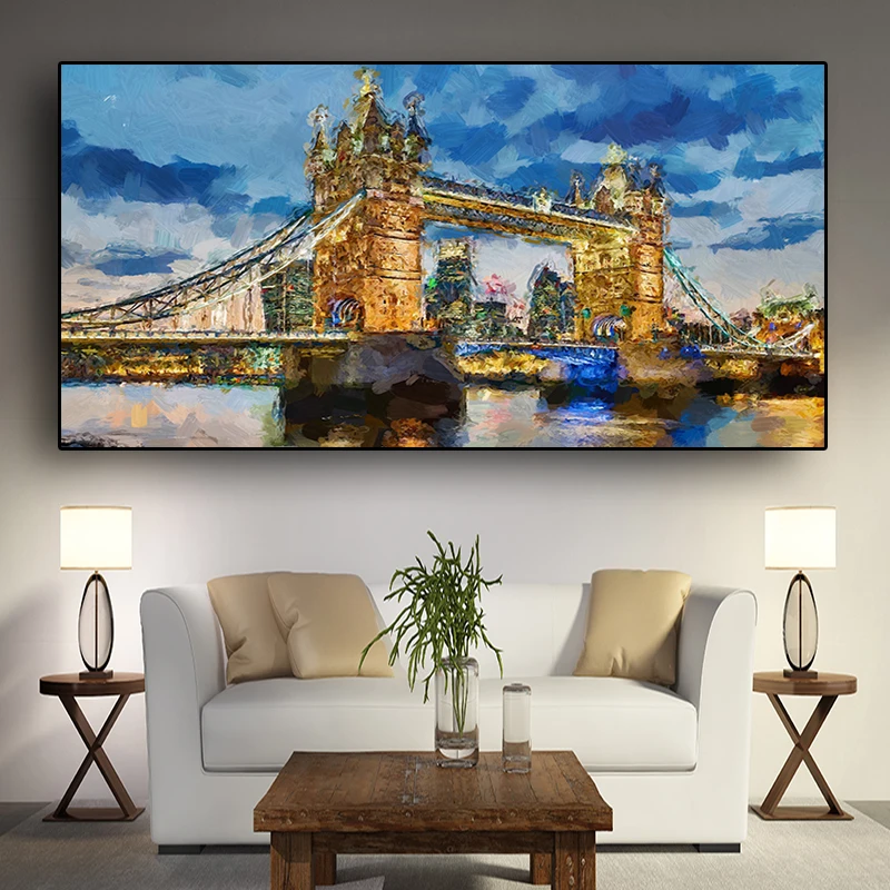 

Abstract Londo Tower Bridge Posters and Prints Painting on Canvas Scandinavian Nordic Wall Pop Art Picture for Living Room Decor