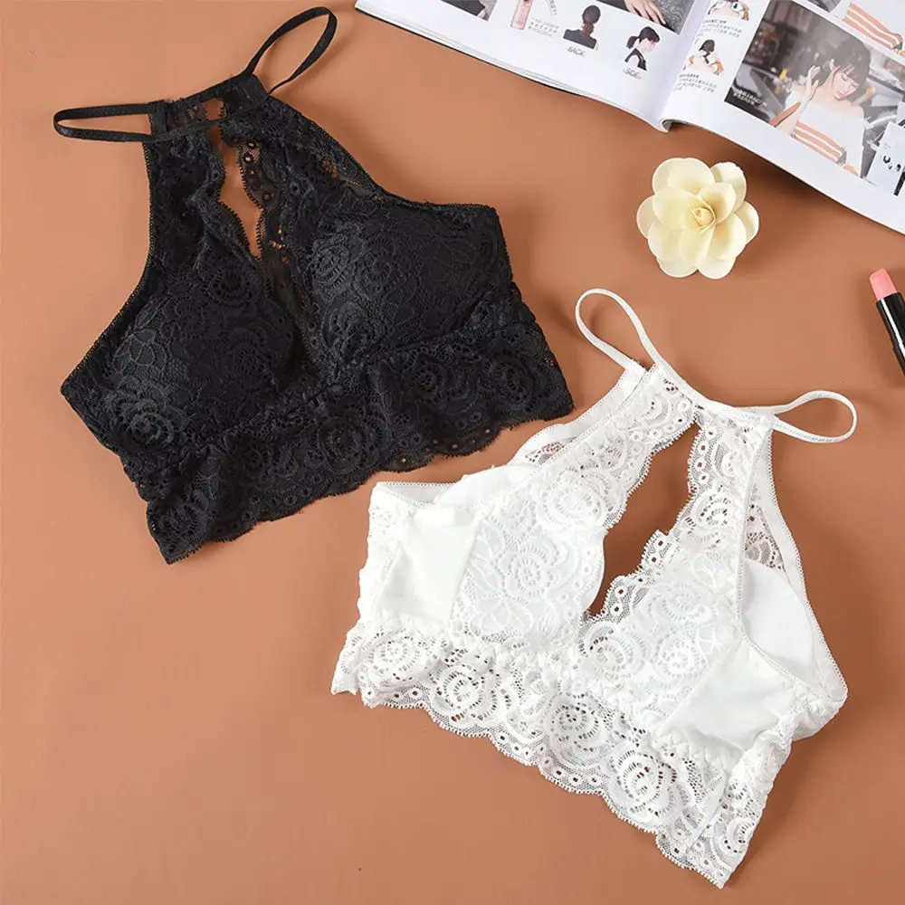 

New Lace Flower Side Tube top Women Breathable Hollow Wireless Underwear Comfortable Full Cup Backless Lingerie