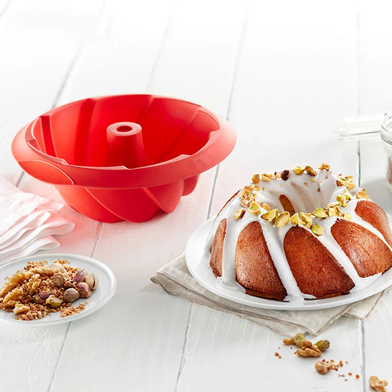 

3D Silicone Mold Cake Pan Big Swirl Shape Spril Butter Cake Mould Baking form Tools For Cake Mold Bakery baking dish Bakeware