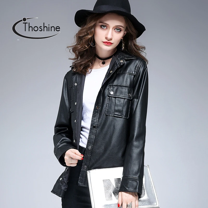 Ftlzz New Autumn Winter Women Pu Faux Soft Leather Jacket