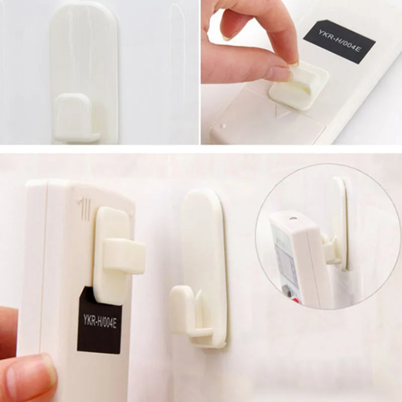 

2pcs Non-trace Wall Sticker Hook Paste Type Remote Controller Wall Hanging Key Storage Sticky Hooks for Home