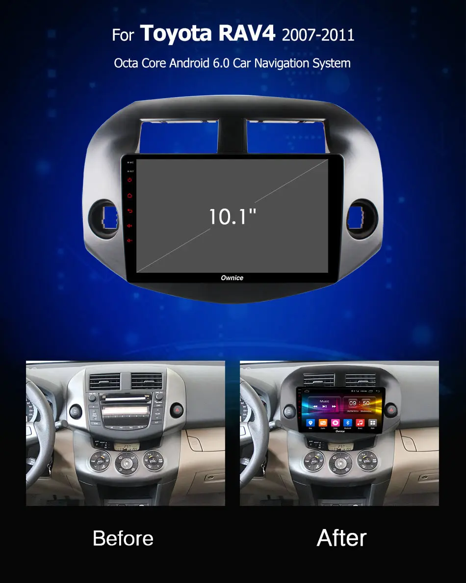 Clearance Ownice C500+ 10.1" Android 8.1 For Toyota RAV4  2GB RAM Car DVD player GPS map WIFI 4G LTE Bluetooth Radio OBD DVR Camera TPMS 0