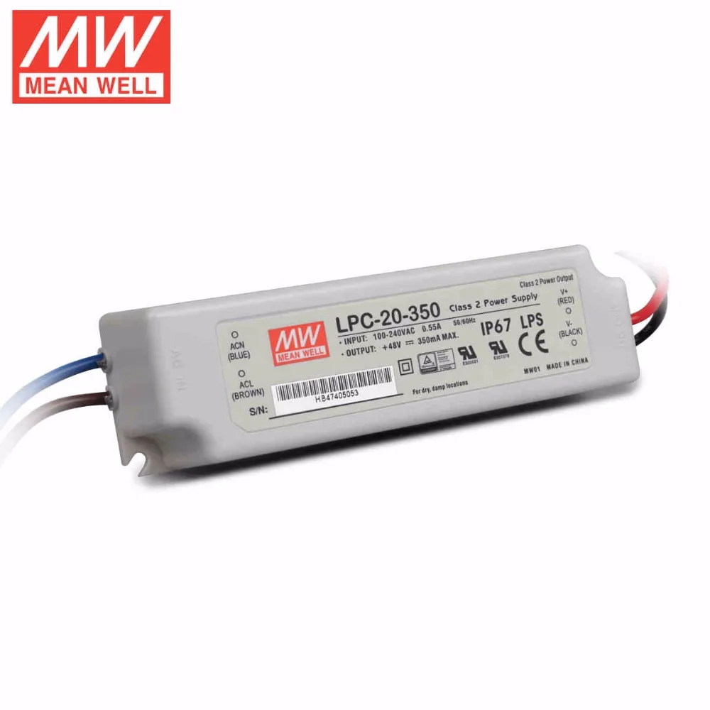 Mean Well LPC-20-350 20W 9~48V 0.35A LED Waterproof Driver Single Output Switching Power Supply | Лампы и освещение