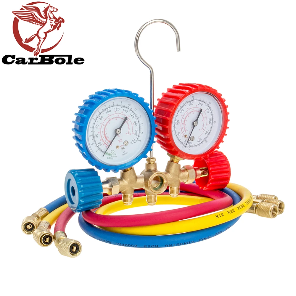 

CarBole R12 R22 R134A R502 HVAC A/C Refrigeration Charging Service Manifold Gauge Set R12 R22 R134A R502 HVAC A/C