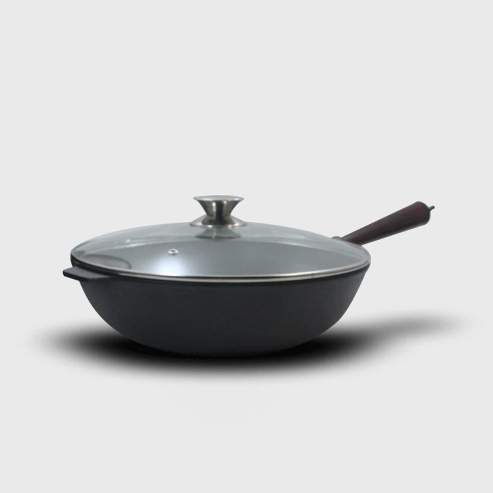 

31cm cast iron flat bottom wok uncoated non-stick pan old thickened wok induction cooker gas universal wx9140955