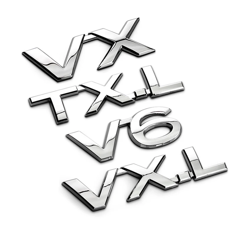 2PCS Chrome VX Plastic Emblem Sports Badge Car Sticker ABS prado v6 Turbo Logo