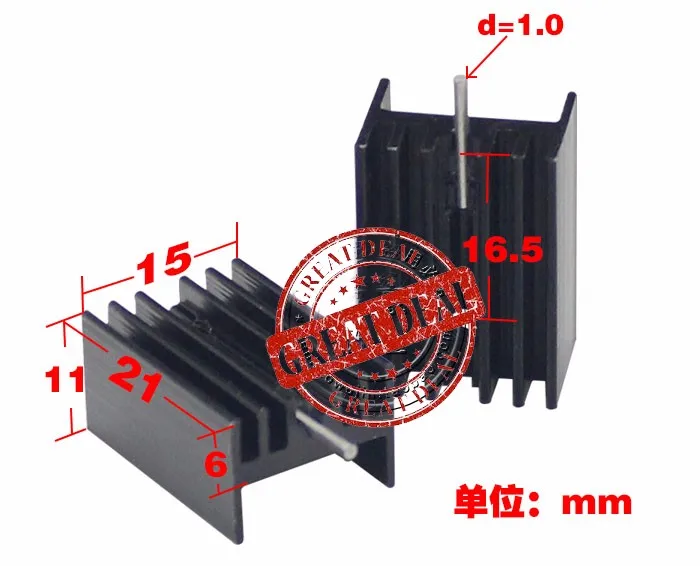 Бесплатная доставка; оптовая продажа 100 шт. Алюминий TO220 радиатора 20*15*11 мм IC радиатора транзистор с pin