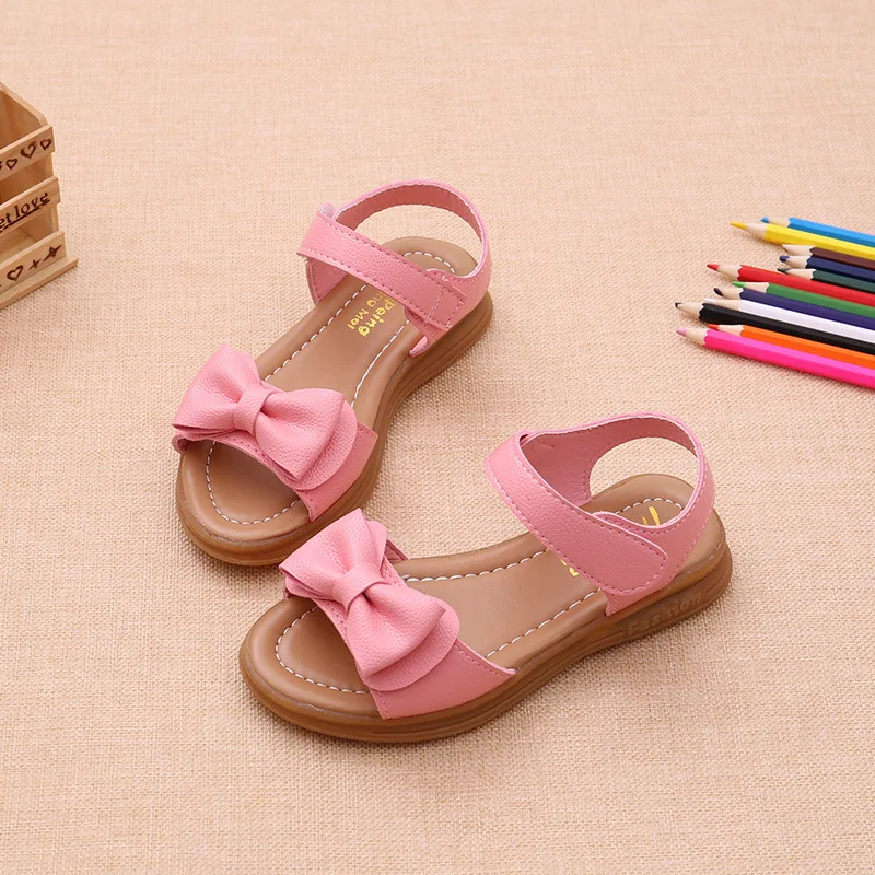 Мода, новые сандалии для девочек, большие Filles, детская обувь, летний маленький галстук-бабочка для девочки, обувь принцессы, 3, 4, 5, 6, 7, 8, 9, 10, 11 лет, розовый цвет