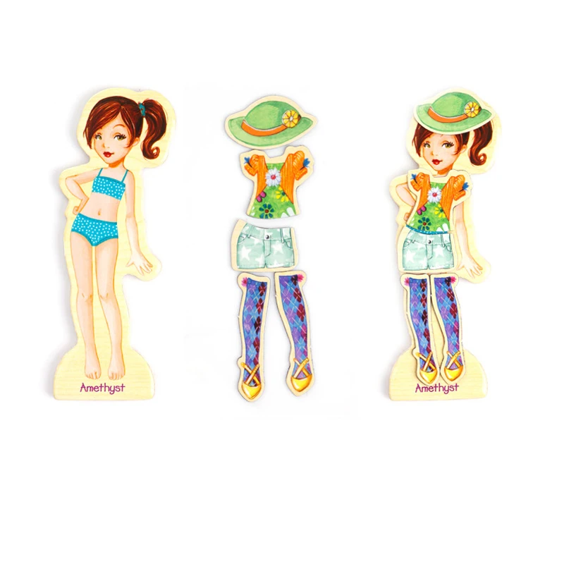 65 шт./компл. модные деревянный магнитный ношения в качестве домашней одежды куклы