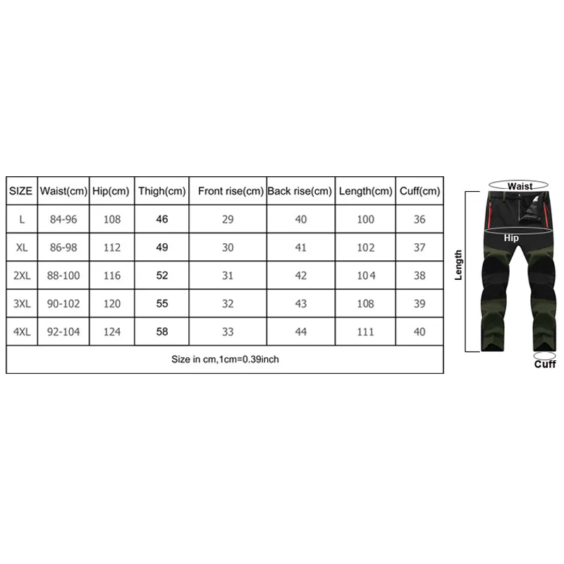 TRVLWEGO Hunting Climbing Camping Hiking Trekking Pants Softshell Autumn Winter Waterproof  Warmth Radiation Protection Men