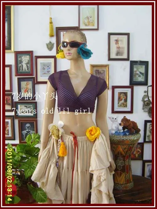 

Belly dance top Transparent thin belly danc sleeveless wrap top CC41-47