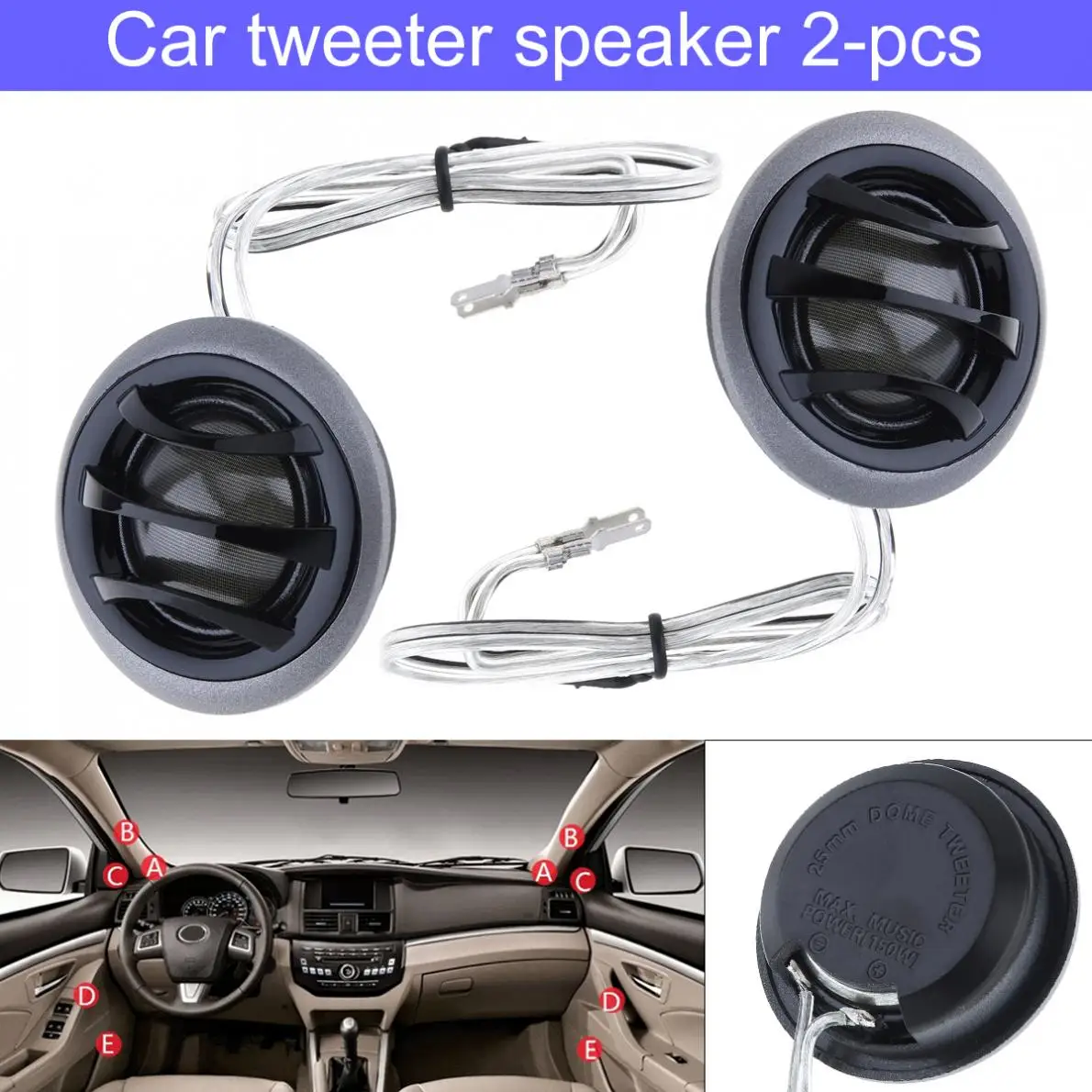 

2pcs 1.5 Inch 12V 150W Universal Plastic High Efficiency Mini Car Dome Tweeter Speakers for Car Audio System