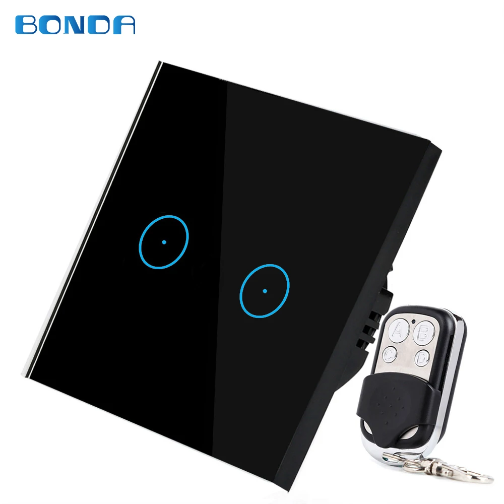 BDNOA EU Standard Wireless Remote Control Light Switches, 2 Gang 1 Way