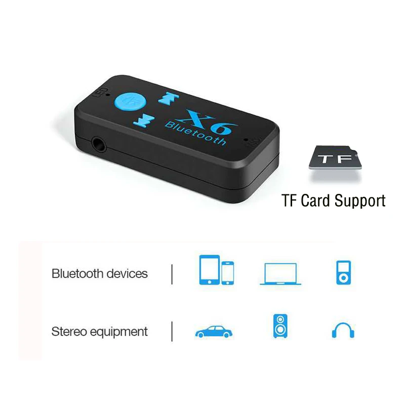 Bluetooth приемник USB адаптер 3 5 мм разъем ключ TF кардридер микрофон вызов Поддержка Aux