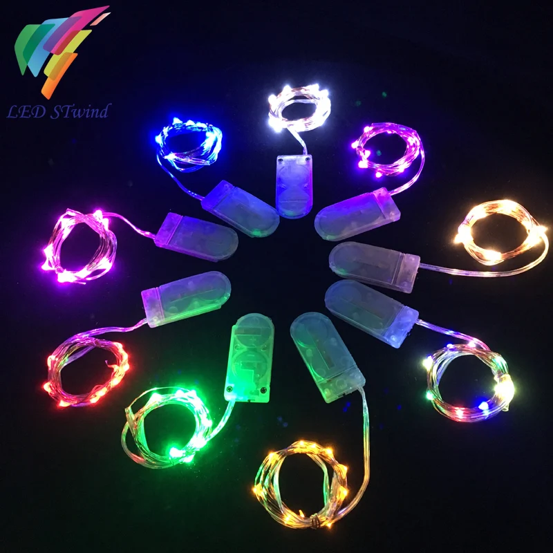 Top sale! 10 LED String Light Button Cell Battery 9 Colors Copper Wire