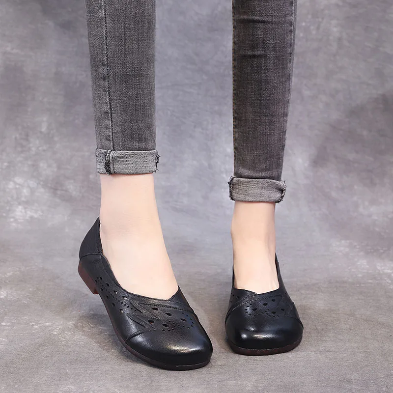GKTINOO/Летняя обувь ручной работы из натуральной кожи; женские лоферы без застежки; повседневная обувь на плоской подошве; дышащая обувь для вождения с круглым носком