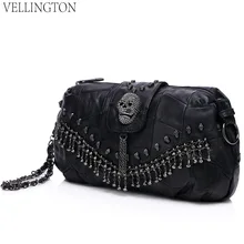 New 2016 fashion women genuine leather bag Special Vintage Skull bag Luxury sheepskin women messenger bags