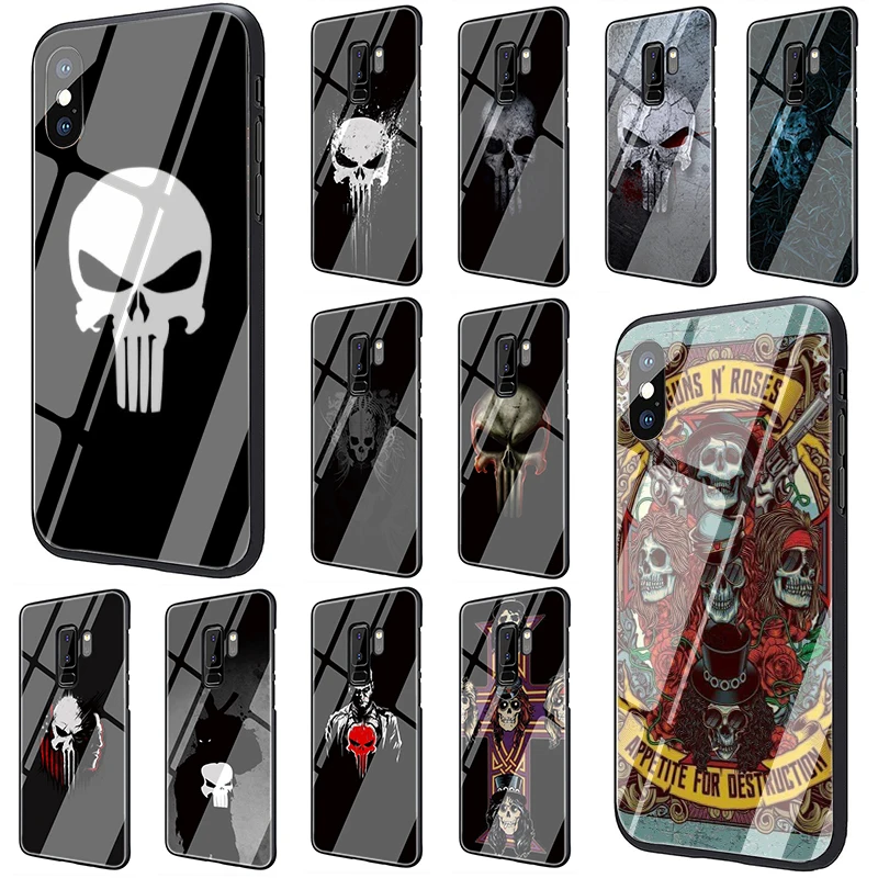 

Comic schwarz punisher Tempered Glass Phone case for Galaxy S7 Edge S8 S9 S10 Note 8 9 10 plus A10 20 30 40 50 60 70