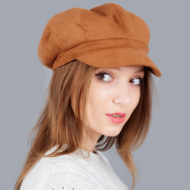 suede newsboy cap