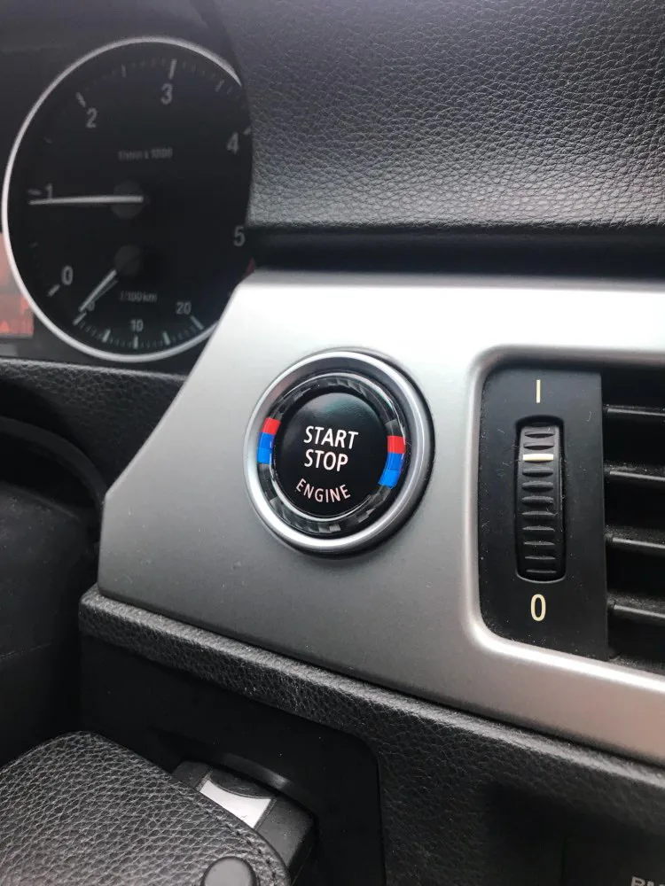 For bmw e90 e92 e93 Carbon Fiber Car Engine Start Stop Ring M Stripe Trim Circle Ignition Key Ring 3 Series Accessories (6)