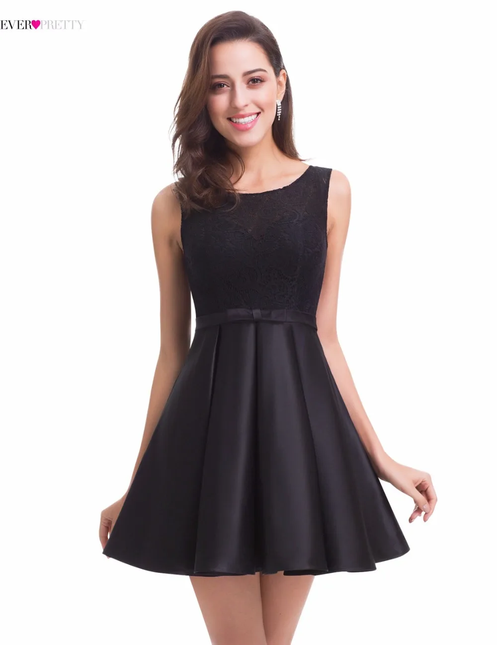 elegant black round neck evening dress