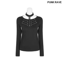 Готический Повседневный подвешивание можно отрегулировать Модные женские футболки популярная простая и подходящая версия футболка с длинными рукавами Панк рейв OT-528TCF