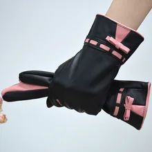 Модные зимние женские кожаные перчатки теплые перчатки Женские варежки женские кожаные перчатки меховые Внутри