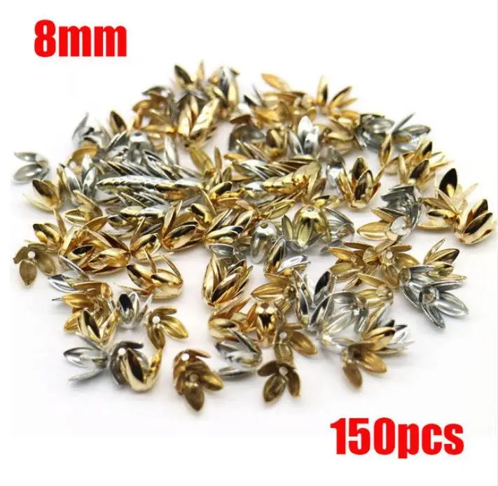 Посеребренные бусины с 4 листьями 8/10 мм 100/150 шт.|bead cup|bead capsfor jewelry making |