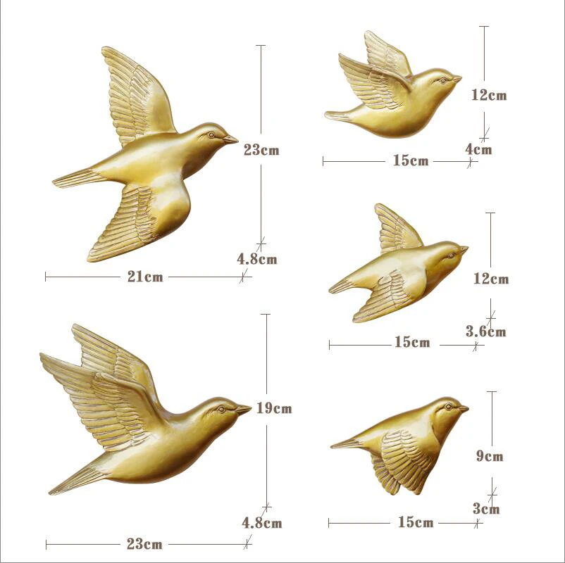 5 шт. Европейский 3D Смола Птица на стену животное орнамент стены фон моделирование Фреска для дома креативное украшение стены ремесла