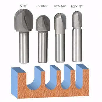 

1 Inch Head Diameter Bits 1/2" 3/8" 5/16" 1/4" Shank Core Box Ball Round Nose Router Bits
