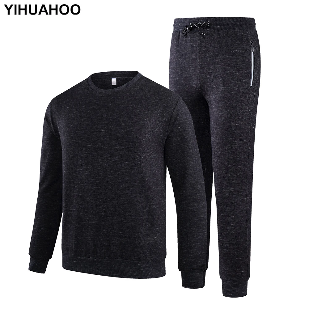 

YIHUAHOO Tracksuit Men Winter Autumn Clothing Set 2PCS Sweatshirts and Sweatpants Two-Piece Sportswear Track Suit Man KSV-TZ080