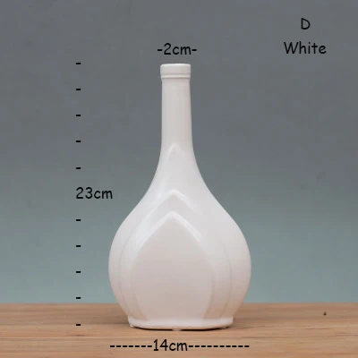 Классическая черная/белая керамическая ваза, Настольная Маленькая ваза, китайская фарфоровая ваза для цветов, креативный подарок, домашний декор - Цвет: D white