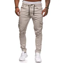Мужские брюки-карго свободного кроя, для улицы, размера плюс, повседневные, с боковыми карманами, одноцветные, мужские брюки для бега, фитнеса, спортивные штаны на шнурке