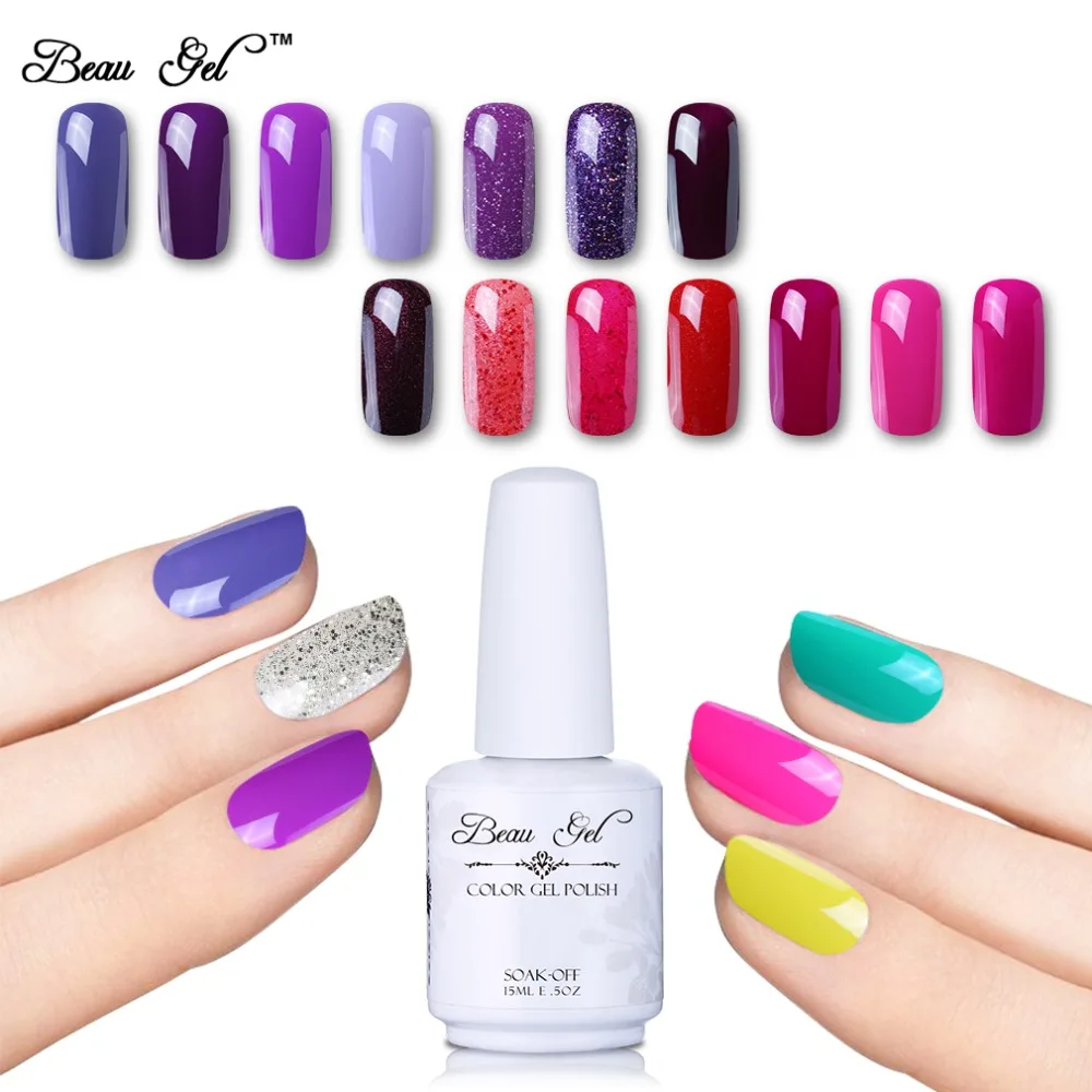 

Beau Gel 15ml UV Gel Nail Polish Semi Permanent UV Hybrid Varnish Soak Off Enamel Gellak Nail Art Gelpolish Lacquer 298 Colors