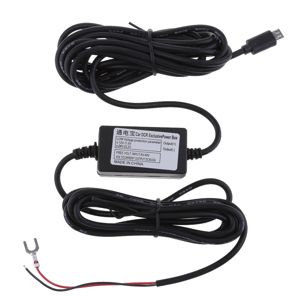 Micro USB Hard Wire Auto Charger Cable Kit 12V-35V to 5V for Dash Cameras GPS Auto DVR Power 3.5m