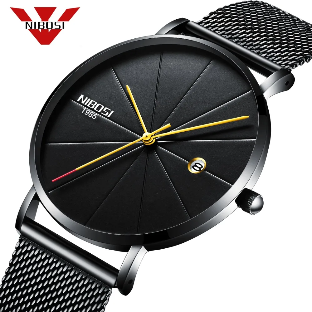 

NIBOSI Quartz Men Watch Simple Mens Watches Luxury Fashion Relogio Masculino Horloges Stee Clocks Stainless Milanse Band